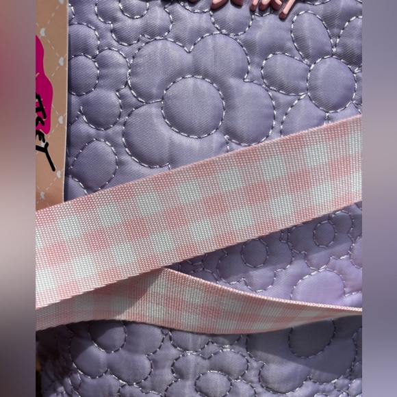 NWT! Betsy Johnson Lavender Quilted Nylon Plaid Handle Crossbody Satchel Bag NWT - Picture 6 of 8